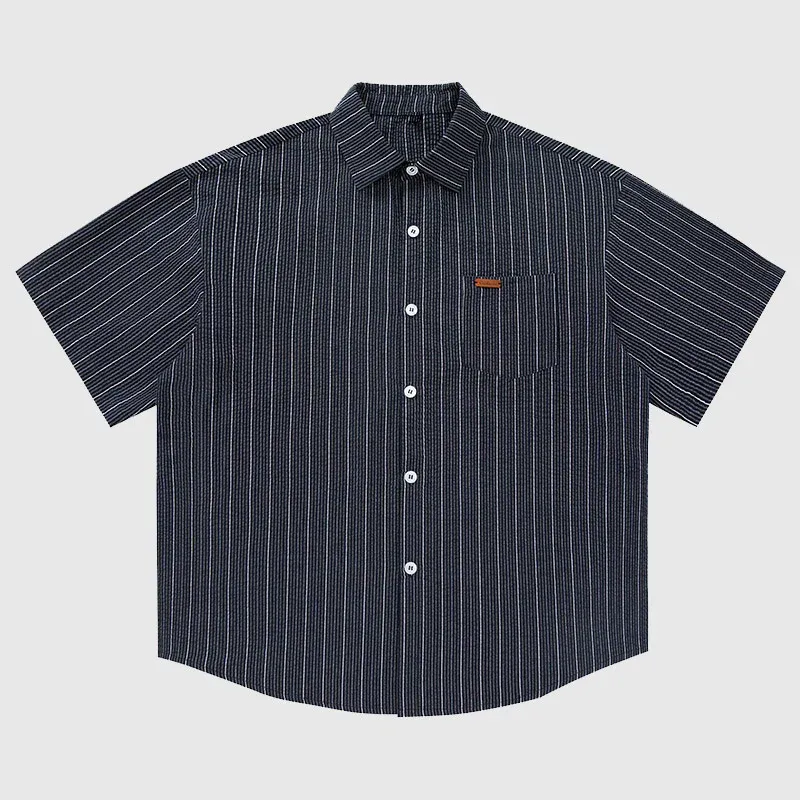 Textured Stripe Short-Sleeve Shirt