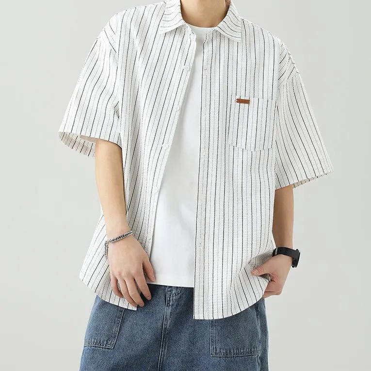 Textured Stripe Short-Sleeve Shirt - Image 4