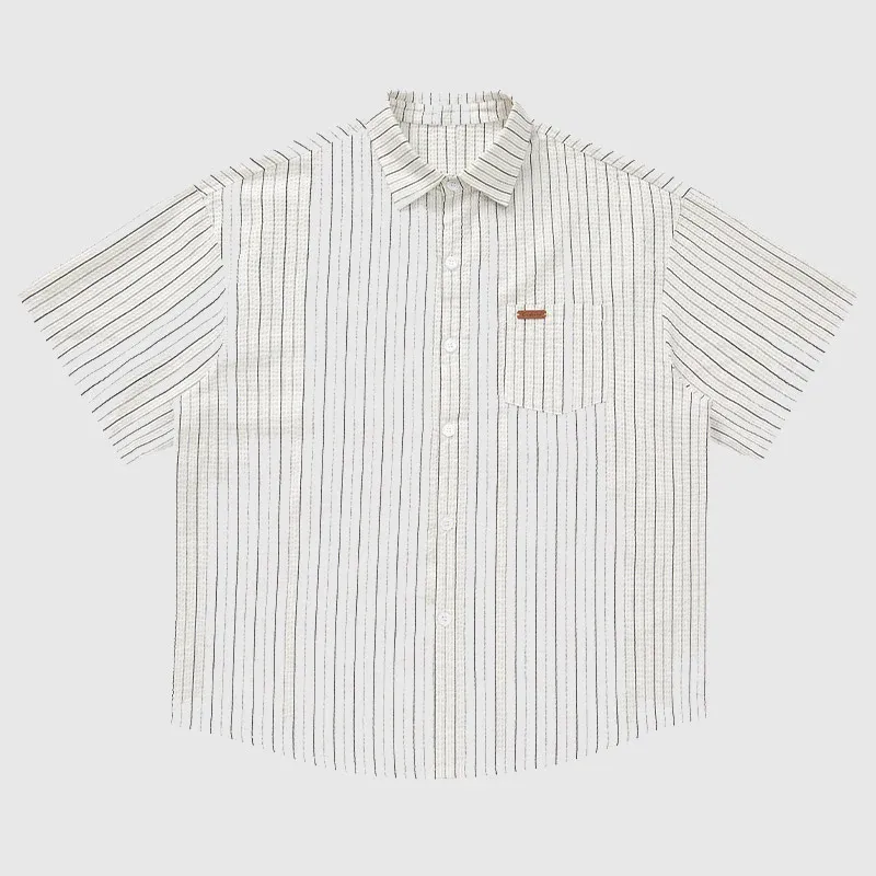 Textured Stripe Short-Sleeve Shirt - Image 2