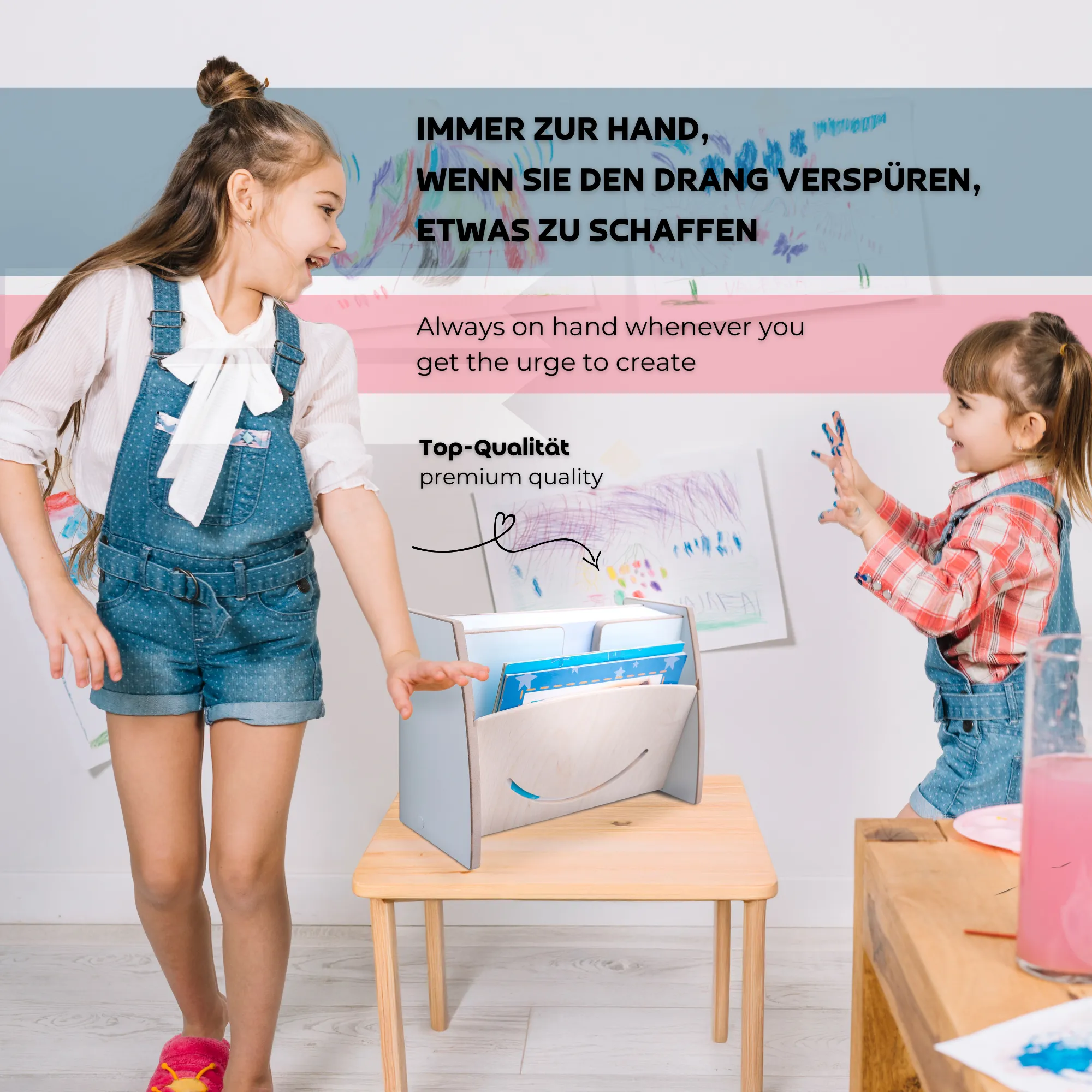 MAMOI® Organizer in legno per carta A4 – da montare a parete o da appoggiare sulla scrivania | Portacarte per bambini, ufficio e scuola | Vassoio portadocumenti sostenibile per carta da stampante, carta da disegno e appunti - Image 2