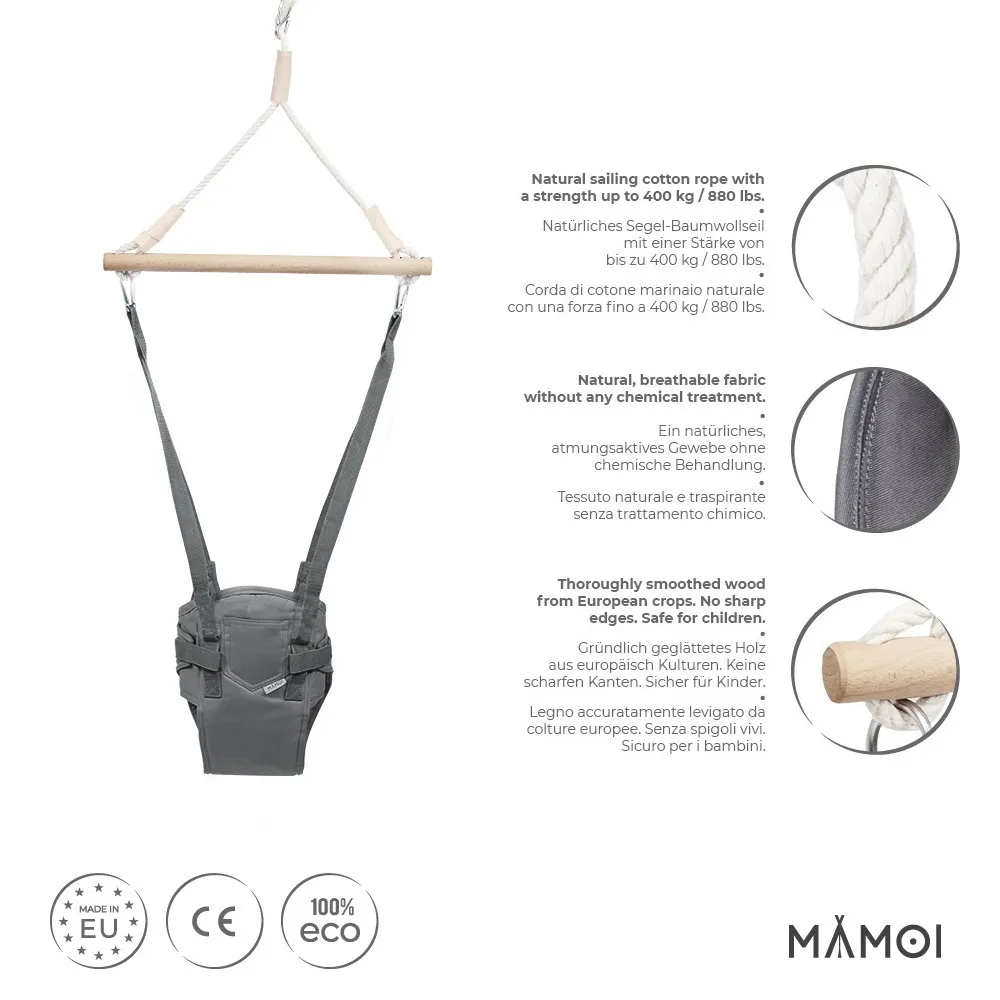 MAMOI® Altalena per bambini da porta, Dondolo neonati da interno, Saltarello neonato da casa, Altalene salterello di cotone, Jolly jumper baby a partire da 6 mesi - Image 3