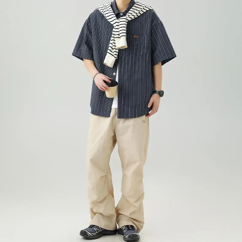Textured Stripe Short-Sleeve Shirt - Image 3