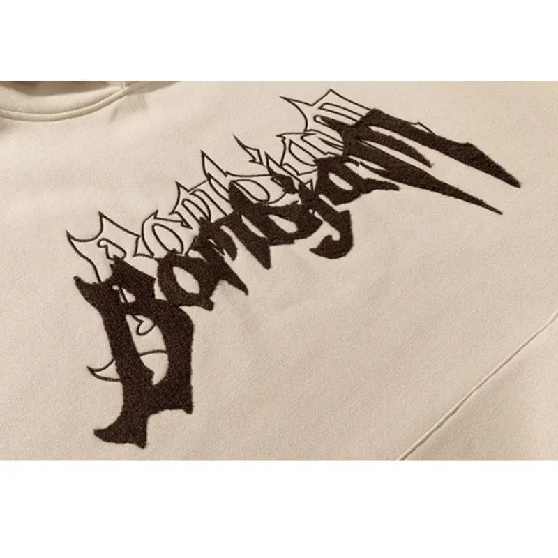 Embroidered Alphabet Loose Hoodie - Image 9