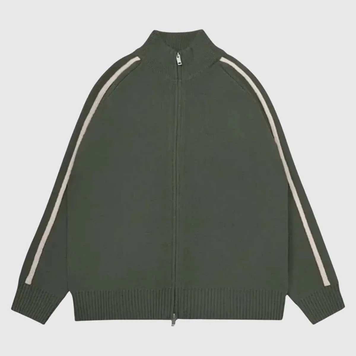 Minimalist Stripe Zip-Up Cardigans - Image 2