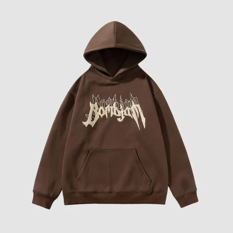 Embroidered Alphabet Loose Hoodie - Image 3