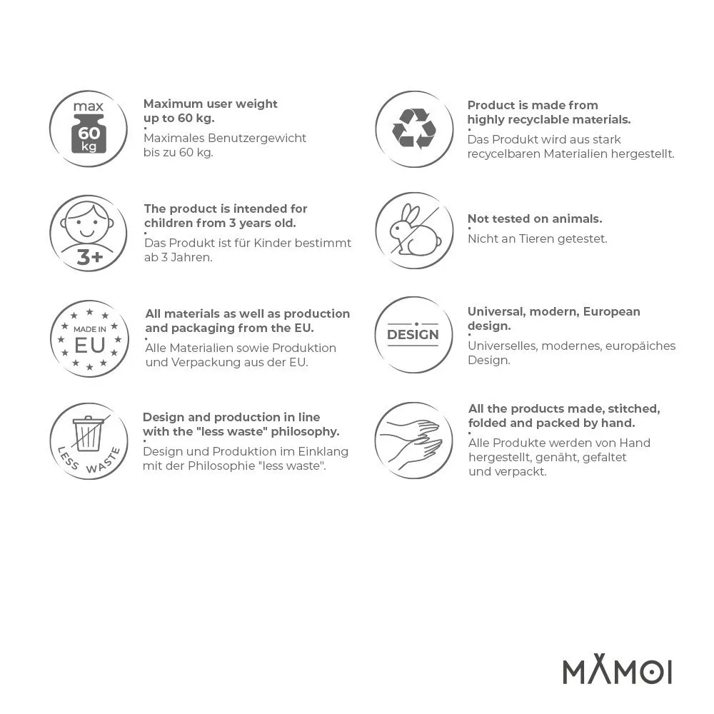 Grotta dell’altalena in cotone: grigio scuro e bianco | Altalena naturale da interno per bambini con maniglie in materiale | Sedia sospesa per bambini con imbottitura in silicone | 100% ECO | Made in EU - Image 4