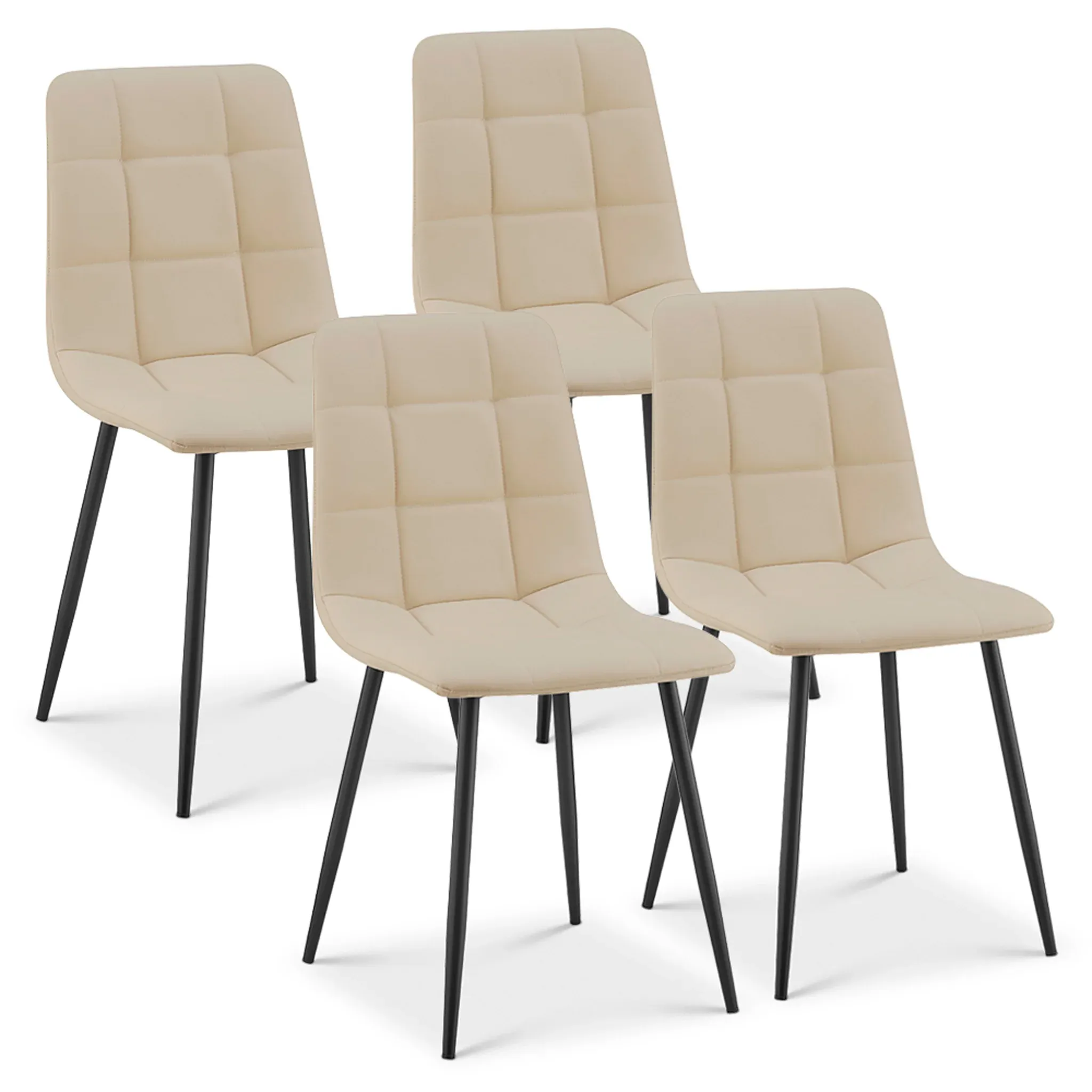 Zurich Dining Chair - Embossed Ivory White Velvet - Image 2