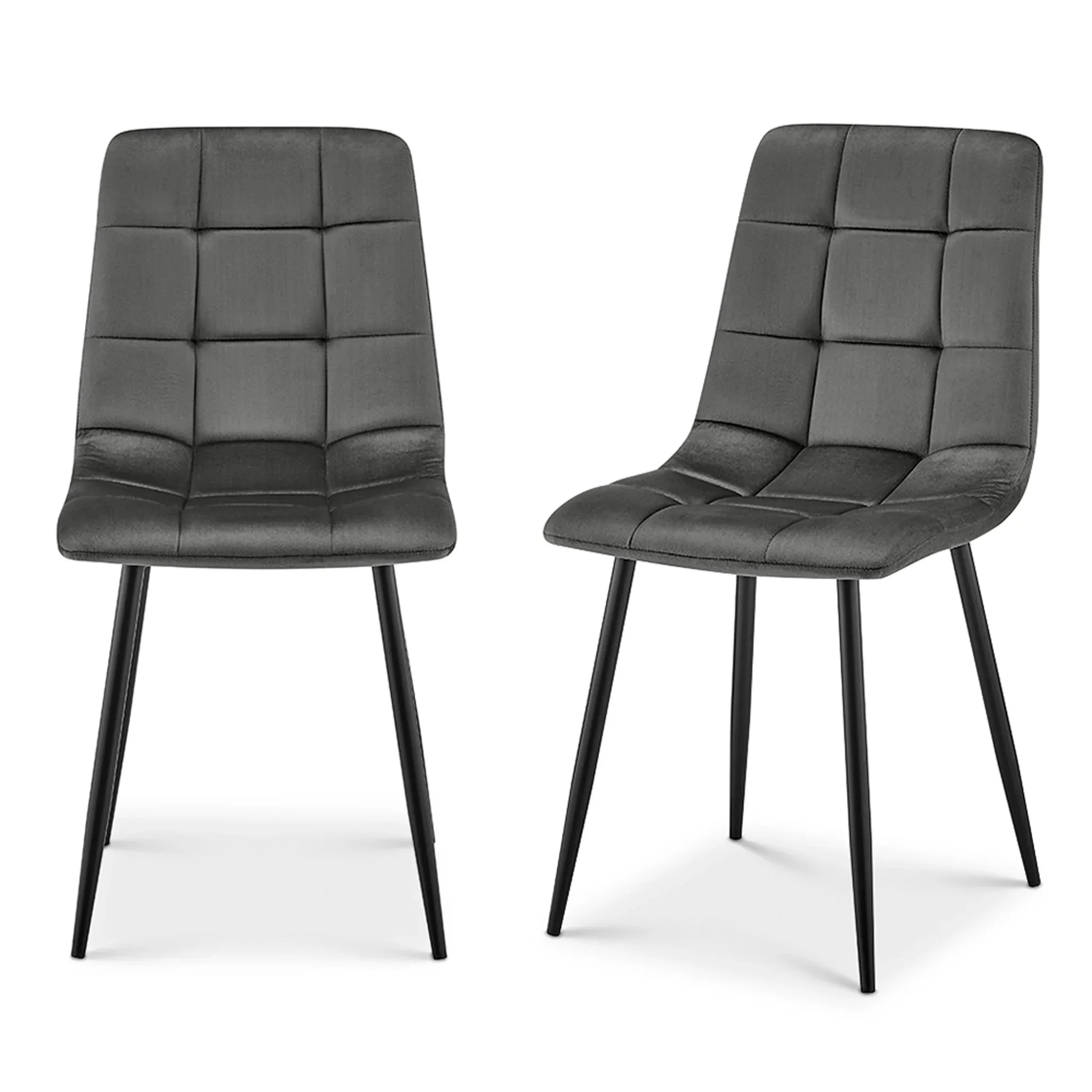 Zurich Dining Chair - Embossed Grey Velvet - Image 3