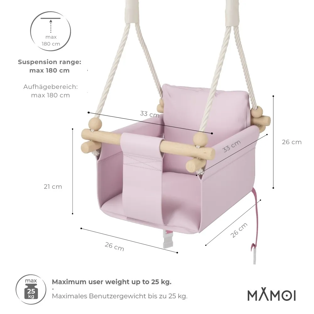 MAMOI® Altalena neonato per bambini, Altalene di legno da interno, Dondolo a porta da casa, Altalena design scandinavo a partire da 1 anno 2/3 anni, Baby swing - Image 2