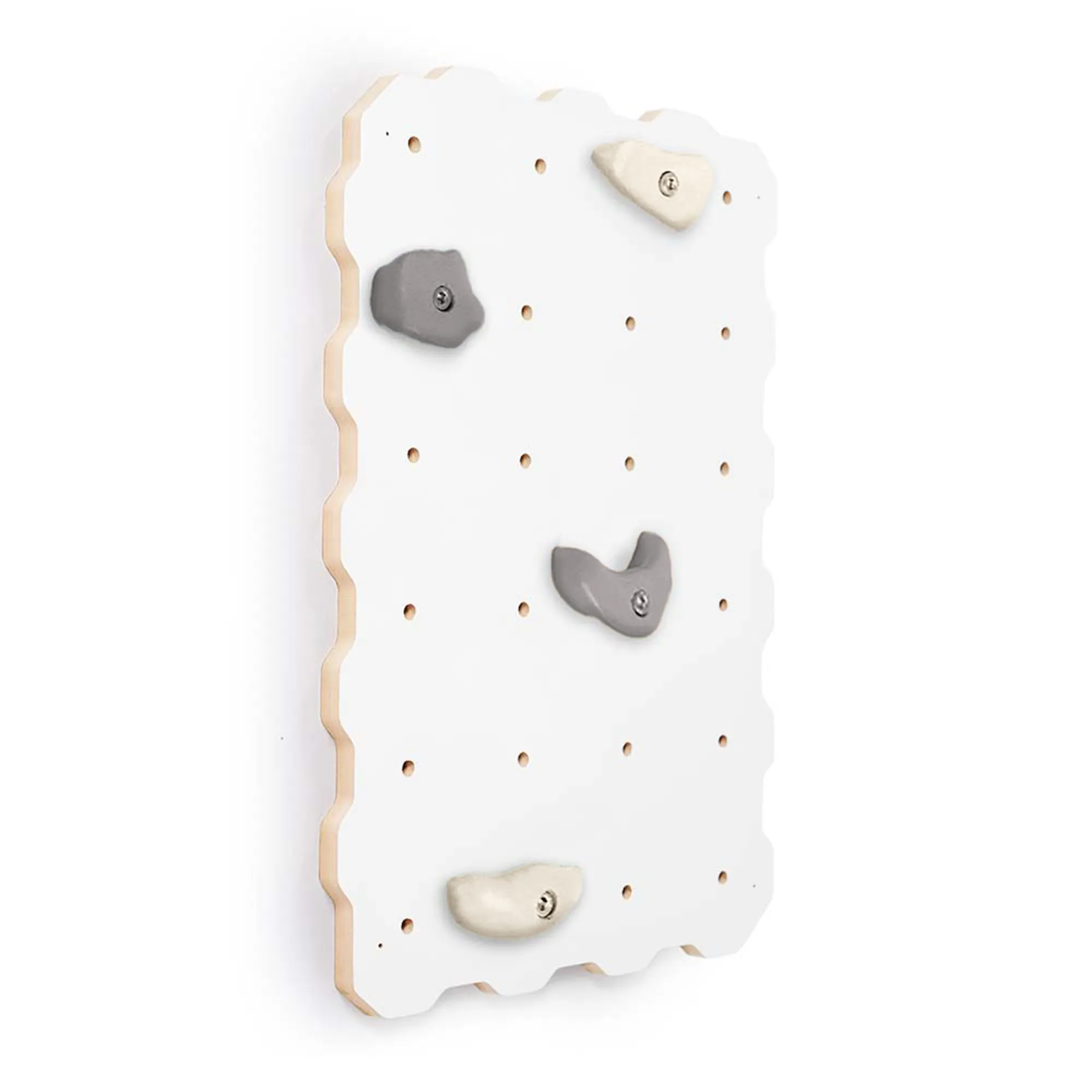 MAMOI® Wewnętrzna ścianka wspinaczkowa dla dzieci z uchwytami | Ścianka wspinaczkowa dla dzieci 1 moduł Yarnwood | Nowoczesna ścianka wspinaczkowa do pokoju dziecięcego w kolorze białym | 100% ECO | Made in EU - Image 2