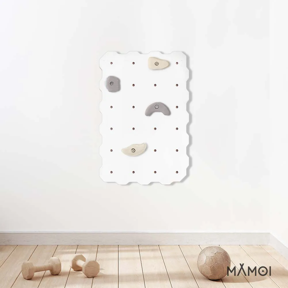 MAMOI® Wewnętrzna ścianka wspinaczkowa dla dzieci z uchwytami | Ścianka wspinaczkowa dla dzieci 1 moduł Yarnwood | Nowoczesna ścianka wspinaczkowa do pokoju dziecięcego w kolorze białym | 100% ECO | Made in EU - Image 6