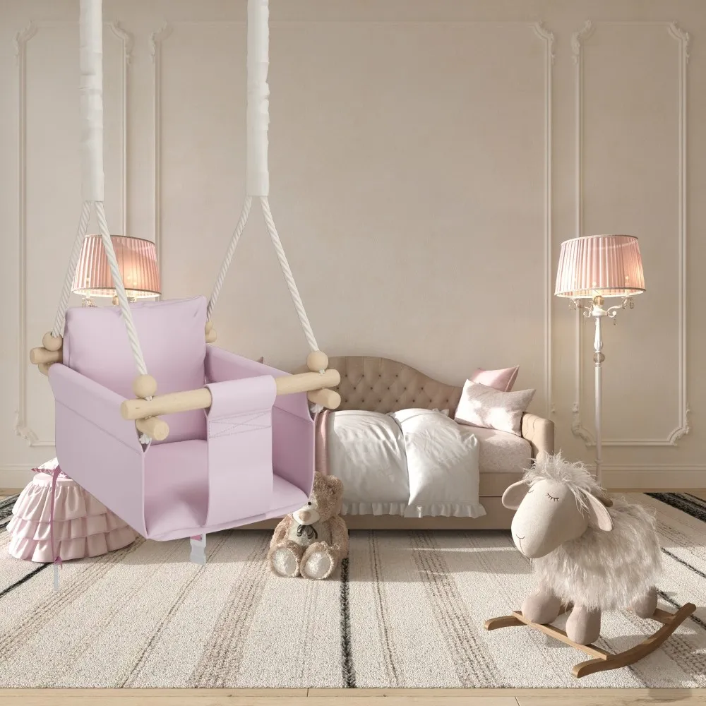 MAMOI® Altalena neonato per bambini, Altalene di legno da interno, Dondolo a porta da casa, Altalena design scandinavo a partire da 1 anno 2/3 anni, Baby swing - Image 4