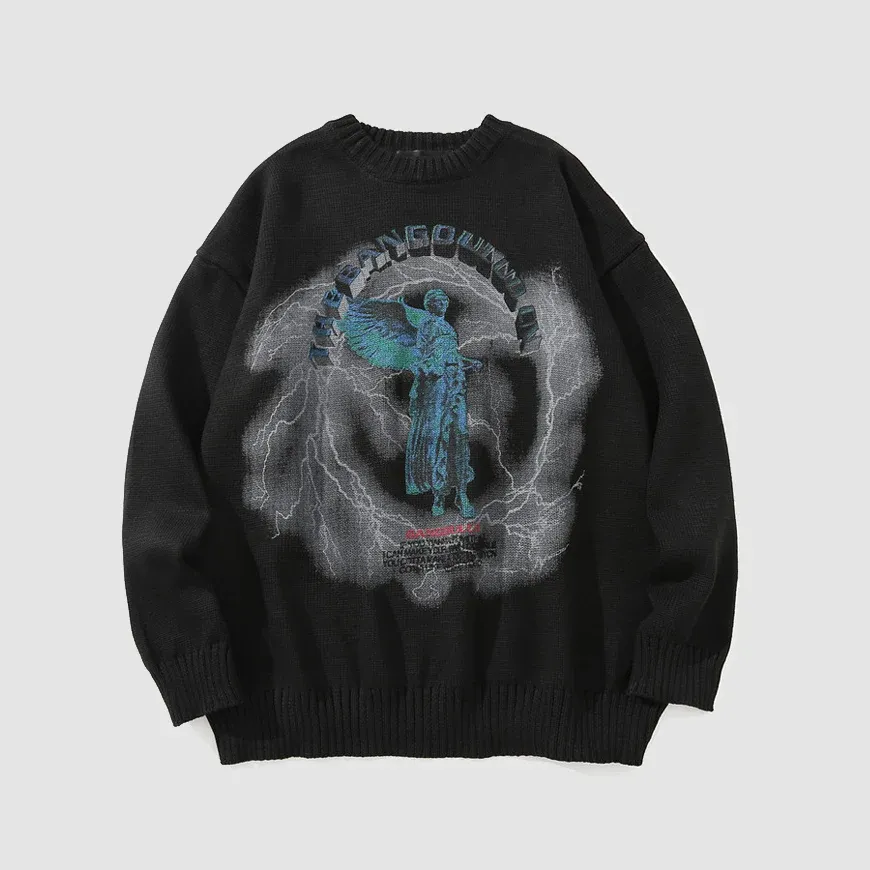 Angel Lightning Print Sweaters - Image 2